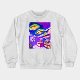 taco shop at space anime style art Crewneck Sweatshirt